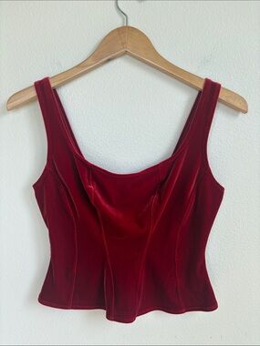 VTG Nordstrom Velvet Red Soft Corset Top Tank - Fits Tight Large